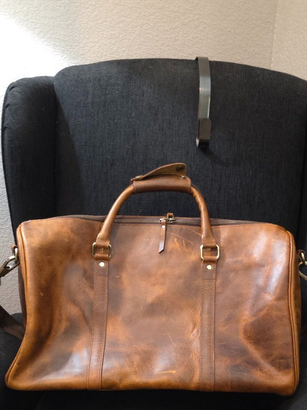 Rustic Town Nando Adventure Brown Leather Travel Duffle Bag - Picture 4 of 12